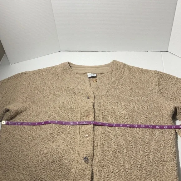 CMC Color Me Cotton Tan Buttoned Cardigan Popcorn Texture Women’s Size S - Picture 6 of 8